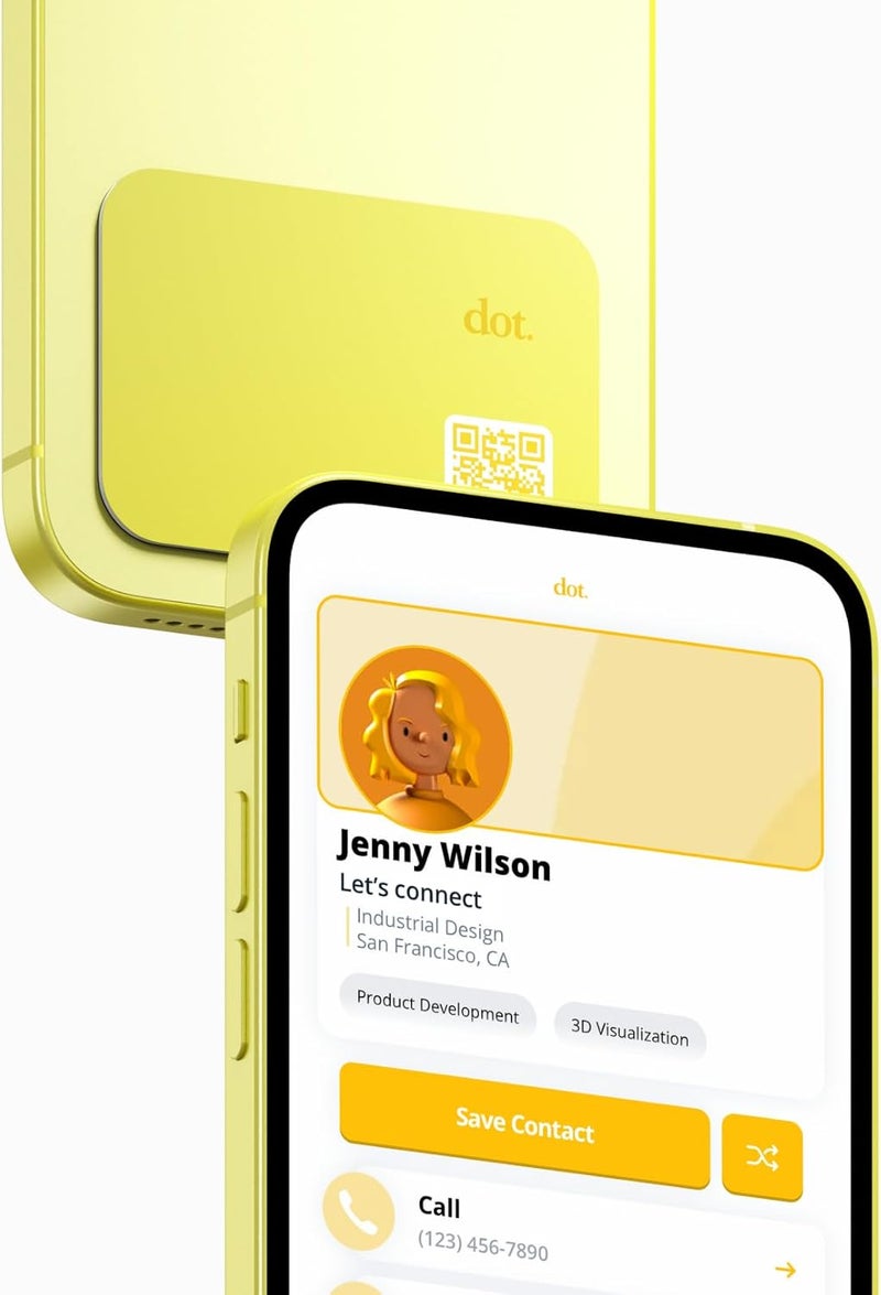 Dot . Thin - Digital Business Card - Tap Compatible with iPhone & Android (Yellow) - Image 1